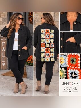 Jen & Co Pandora Patchwork Crochet Shacket